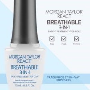 Morgan Taylor - React Breathable 3in1 Nail strengther + Base and Top Coat 15ml